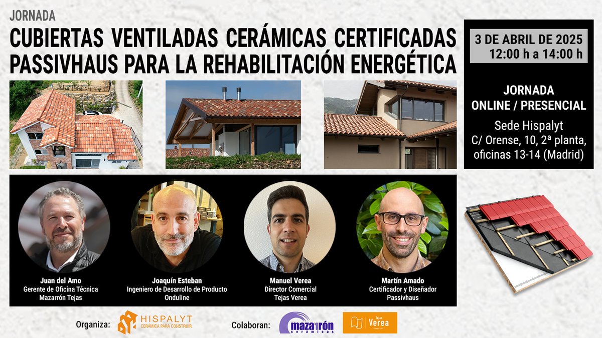 📢 ¡No te pierdas la próxima Jornada Técnica de Hispalyt! 🏗️🏘️✨

Descubre cómo las cubiertas ventiladas cerámicas certificadas Passivhaus pueden ser la clave en la rehabilitación energética de edificios. Una jornada imperdible para profesionales de la arquitectura, construcción