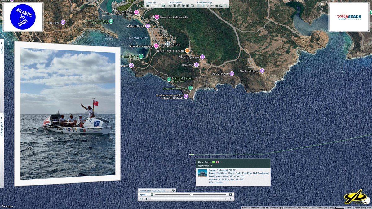 Troels Christensen (@tc_thrane) on Twitter photo Bravo <a href="/RowForIt25/">RowForIt25</a> ๐ฌ๐ง rounding the southernmost point of #Antigua ๐ฆ๐ฌ as they approach the finish line ๐
#OceanRowing 3,000 nautical miles (5,000 km) across the #AtlanticOcean ๐๐ฃโโ๏ธ๐
Almost there #RowForIt25 ๐ฌ๐ง #AtlanticDash2025 ๐ฃโโ๏ธ๐จ
๐บ๏ธ by <a href="/ybtracking/">YB Tracking</a> ๐ cf.yb.tl/atlanticdash20โฆ Bravo <a href="/RowForIt25/">RowForIt25</a> ๐ฌ๐ง rounding the southernmost point of #Antigua ๐ฆ๐ฌ as they approach the finish line ๐
#OceanRowing 3,000 nautical miles (5,000 km) across the #AtlanticOcean ๐๐ฃโโ๏ธ๐
Almost there #RowForIt25 ๐ฌ๐ง #AtlanticDash2025 ๐ฃโโ๏ธ๐จ
๐บ๏ธ by <a href="/ybtracking/">YB Tracking</a> ๐ cf.yb.tl/atlanticdash20โฆ