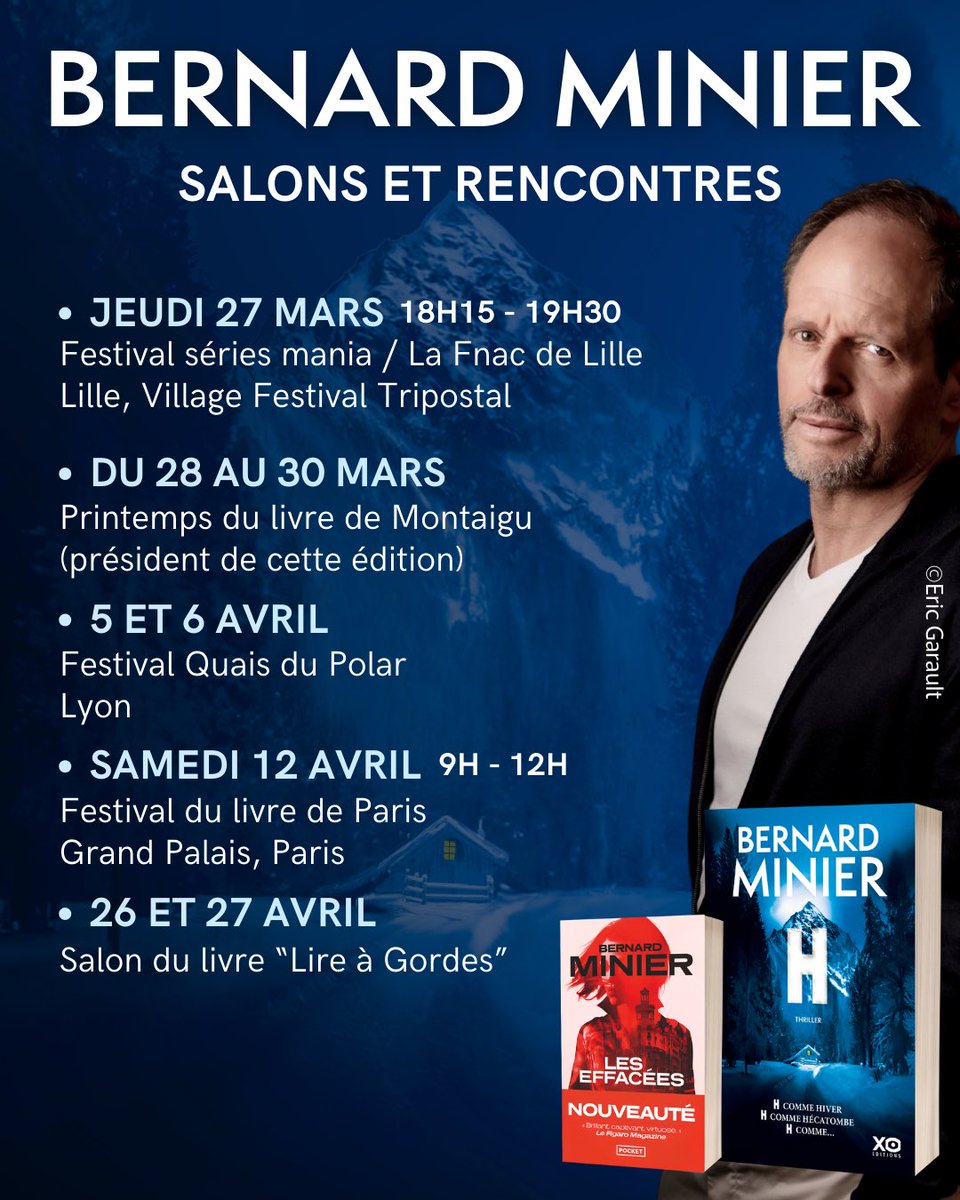 J - 1 !!! “H”, c’est demain ! Je serai ce jeudi 27 à la FNAC de Lille dans le cadre du festival Séries Mania, de vendredi à dimanche au Printemps du livre de Montaigu, les 5 et 6 avril à Quais du polar à Lyon et le 12 avril au salon du livre de Paris !