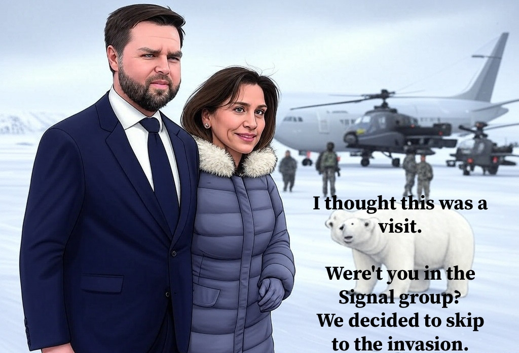 apptoonz's tweet photo. #GreenlandNotForSale #jdvance #invasion They keep changing the plan. Maybe that's the plan. Surprise coming? https://t.co/EV1OetZ9fc