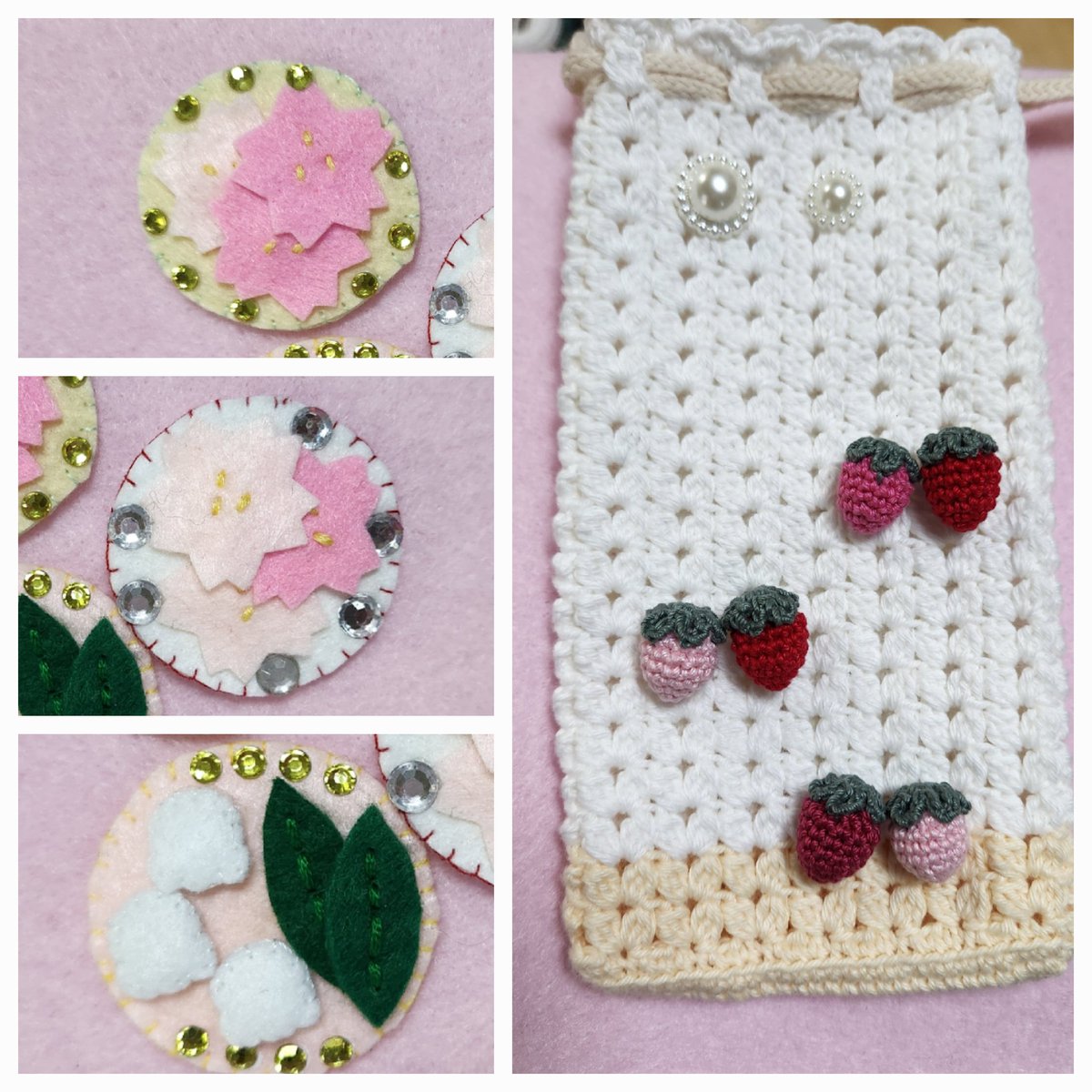 anonjinko's tweet photo. チャンネル氏は桜とすずらんのフェルトマグネット
私はスマホが入るきんちゃくを制作中です
売れるといいなぁ
#ハンドメイド https://t.co/sTLVC4OpEs