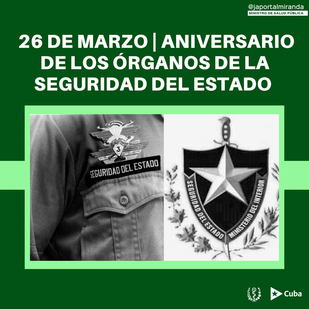 🇨🇺 Tras 66 años de entrega y compromiso, los combatientes de la Seguridad del Estado siguen siendo imprescindibles en la defensa de la soberanía nacional: desde el <a href="/MINSAPCuba/">Ministerio de Salud Pública de Cuba</a> llegue a ellos nuestra gratitud por su constancia y heroísmo.
¡Felicidades en este nuevo aniversario!