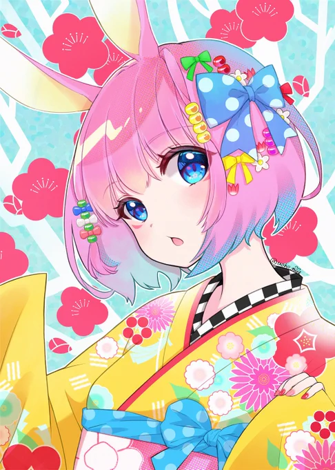 #上手いとか下手とかそういうのは関係なく自分が気に入っている絵 卯年の時のイラスト しばらくアイコンにしてました