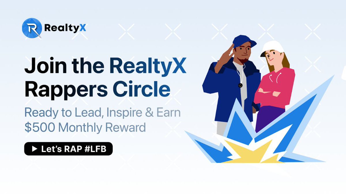 Introducing the RealtyX Rappers Circle — the exclusive community where passion meets rewards! 🚀

Ready to RAP for RealtyX and earn big? From creating content to driving community growth, leave your mark.

Here's how to join the movement 👇