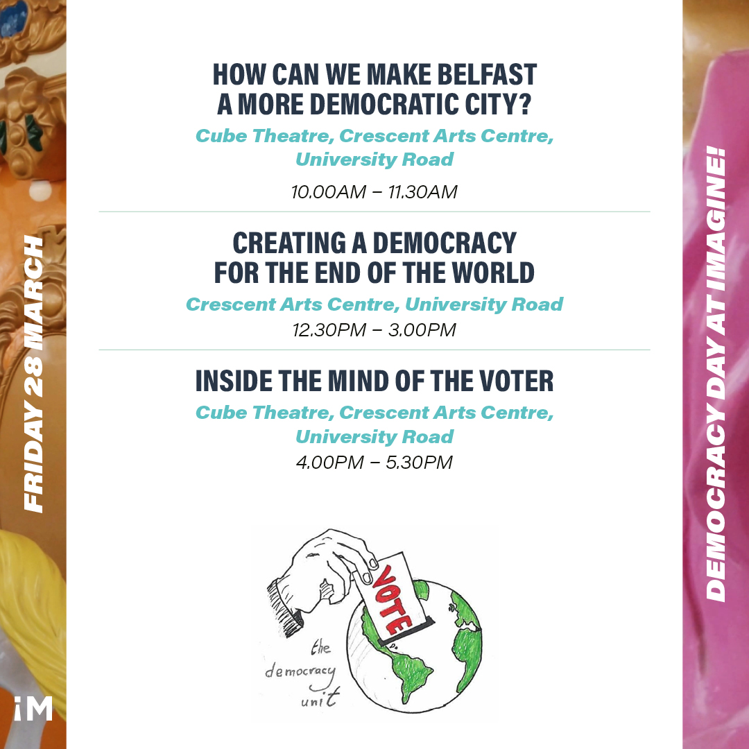 ¡MAGINE! (@imaginebelfast) on Twitter photo Join us on Friday for #democracyday #Belfast at #imaginebelfast for 3 great free events examining the treats and opportunities to #Democracy both local and international @crescentarts. Sponsored by <a href="/QUBelfast/">Queen's University Belfast 🎓</a>. Tickets still available at imaginebelfast.com Join us on Friday for #democracyday #Belfast at #imaginebelfast for 3 great free events examining the treats and opportunities to #Democracy both local and international @crescentarts. Sponsored by <a href="/QUBelfast/">Queen's University Belfast 🎓</a>. Tickets still available at imaginebelfast.com