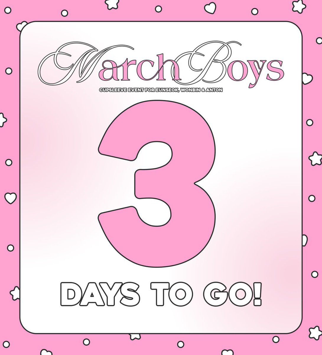 STONESEOKPH's tweet photo. 3 days to go โ Are you ready to meet your new friends? And make some new friends? Come and join us to celebrate the March Boyz birthdays!
#EUNSEOK #์์ #ใฆใณใฝใฏ #03MBDAY https://t.co/ZP2PujNAfc