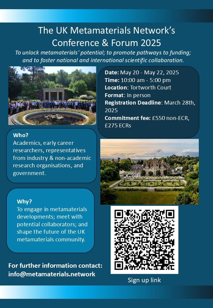 MetamaterialsUK's tweet image. We&apos;ve got a wide array of upcoming events! Check them out and sign up!👇