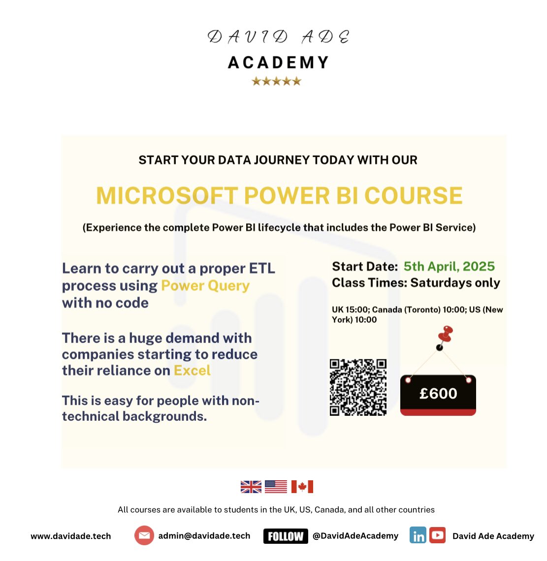 DavidAdeAcademy's tweet image. Application to our Power BI course is still open. 

If you are already in the present Excel class, don&apos;t miss this opportunity. Apply now to get a smooth transition from the Excel course to the Power BI course. 

Apply through the link below:

daacademy.tech/post/microsoft…