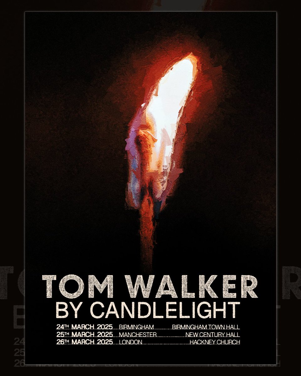 New poster work, this time for <a href="/IamTomWalker/">Tom Walker</a>  by Candlelight tour! These kinds of projects are surely one of my favourites, as what started out my design career was a poster work too. These posters were available on all the tour stops and signed by Tom himself.