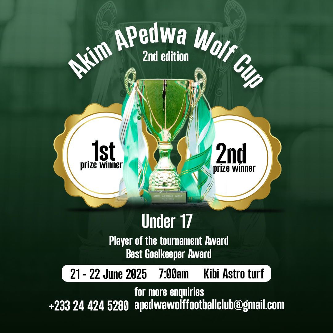 We are officially inviting <a href="/ChesterFC/">Chester FC</a> club officials and supporters to come and be part of our second Edition of Akim Apedwa Wolf U17  Tournament 🇬🇭.

For visa and more information contact our founder <a href="/Jeffofori20/">Jeffofori</a>