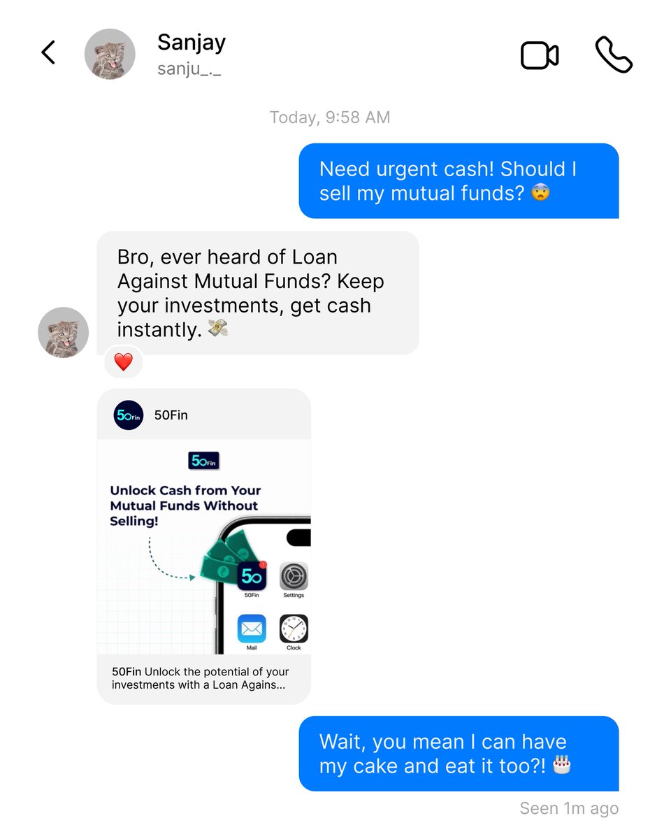 50fintech's tweet photo. Why sell your mutual funds when you can borrow against them? 💡

Your investments keep growing while you access the funds you need. It’s a win-win! ✅

50Fin, the loan against mutual funds.

#LoanAgainstMutualFunds #50Fin #InvestSmart https://t.co/toAu3313b6