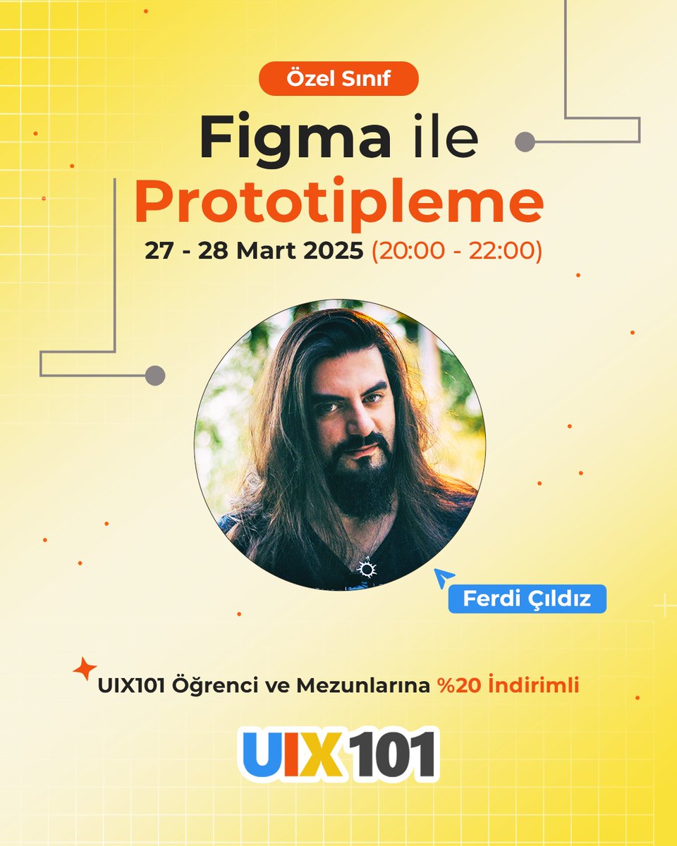 Merhaba!
<a href="/uix101/">UIX 101</a> çatısı altında hazırladığımız, 2 gün ve yaklaşık 4~6 saat sürecek olan "Figma ile Prototipleme" eğitimimiz yarın akşam başlıyor!

Tek seferlik bu özel sınıfa kayıt olmak için tıklayın
👉 bit.ly/prototipleme