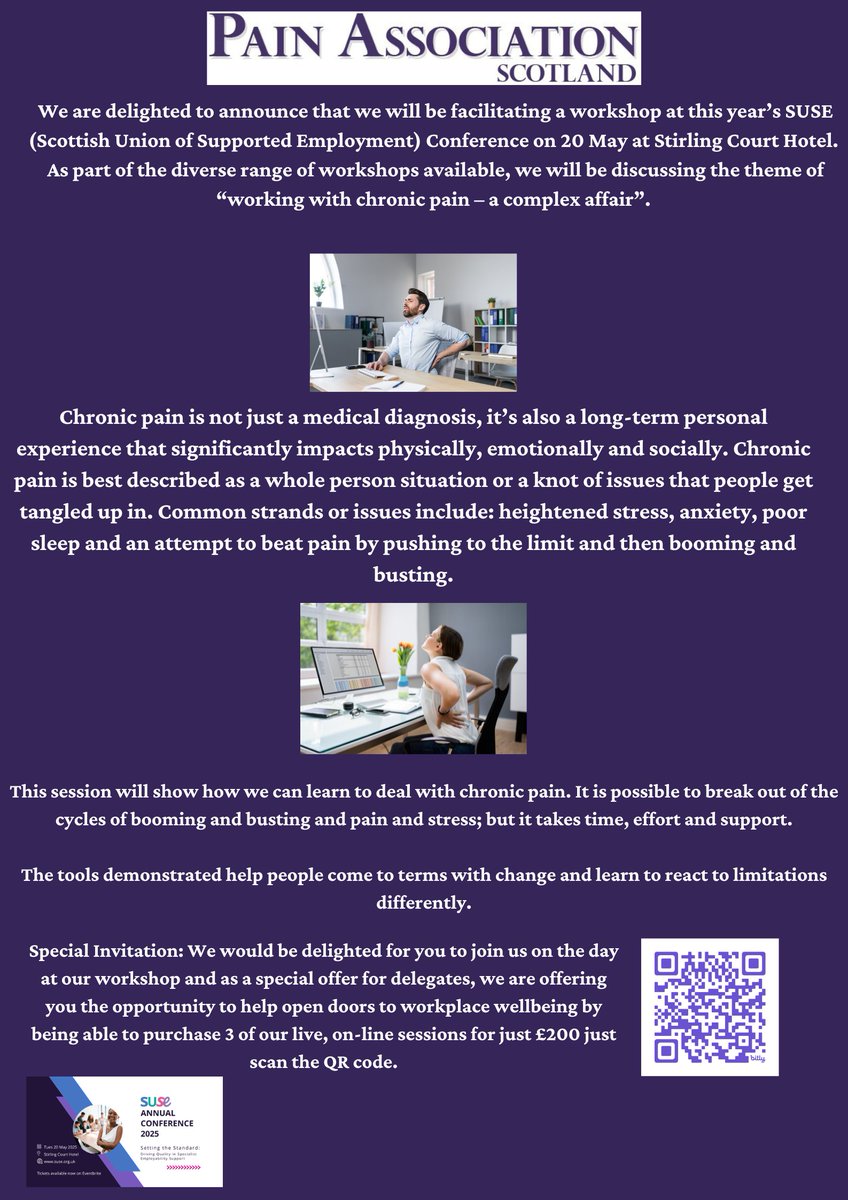 We are delighted to announce that we will be facilitating a workshop at this year’s SUSE (Scottish Union of Supported Employment) Conference on 20 May at Stirling Court Hotel.

More details ➡️ bit.ly/444g2QW

<a href="/SUSEScotland/">SUSE</a> <a href="/SoniaCottom/">Prof Sonia Cottom</a>