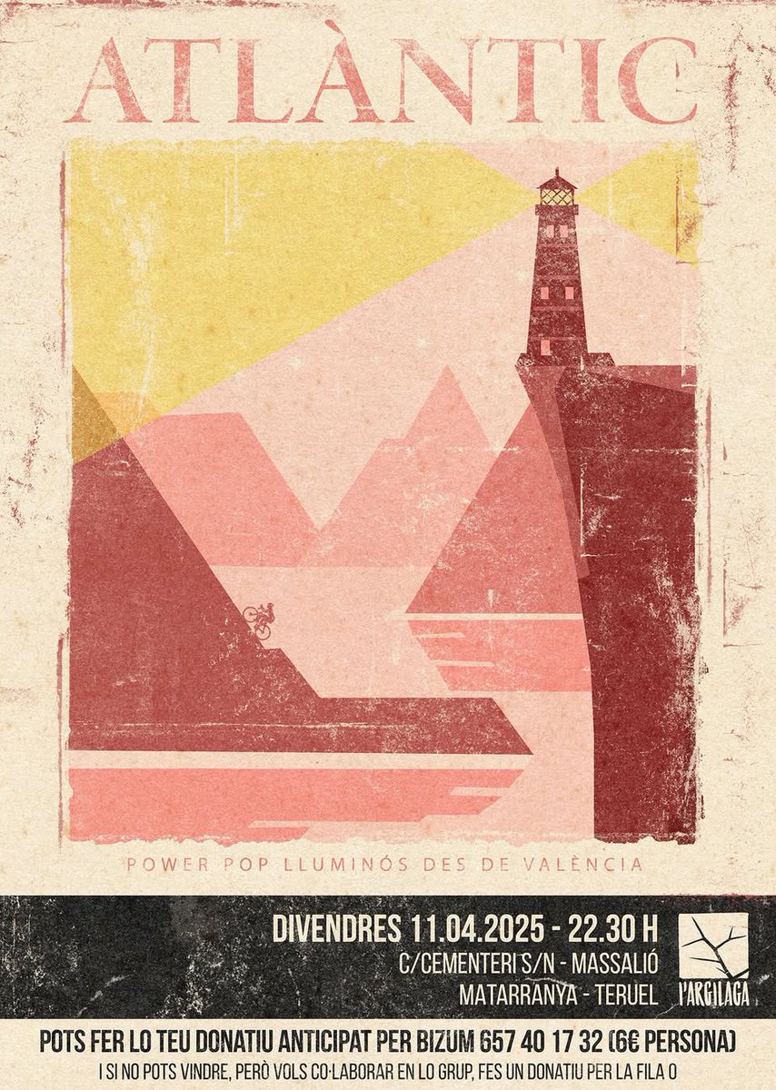 Tornem! L’11 d’abril Atlàntic tocarà en el centre social autogestionat l’Argilaga, en Massalió, en la comarca de la Matarranya. Ens encanta que col·lectius com l’Argilaga dinamitzen la vida als pobles. Allà portarem el nostre pop lluminós! ☀️😎