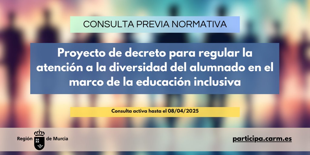 Nueva consulta previa normativa en participa.carm.es | Enlace: consultas.carm.es/index.php/2501…………… |   #participaciónciudadana