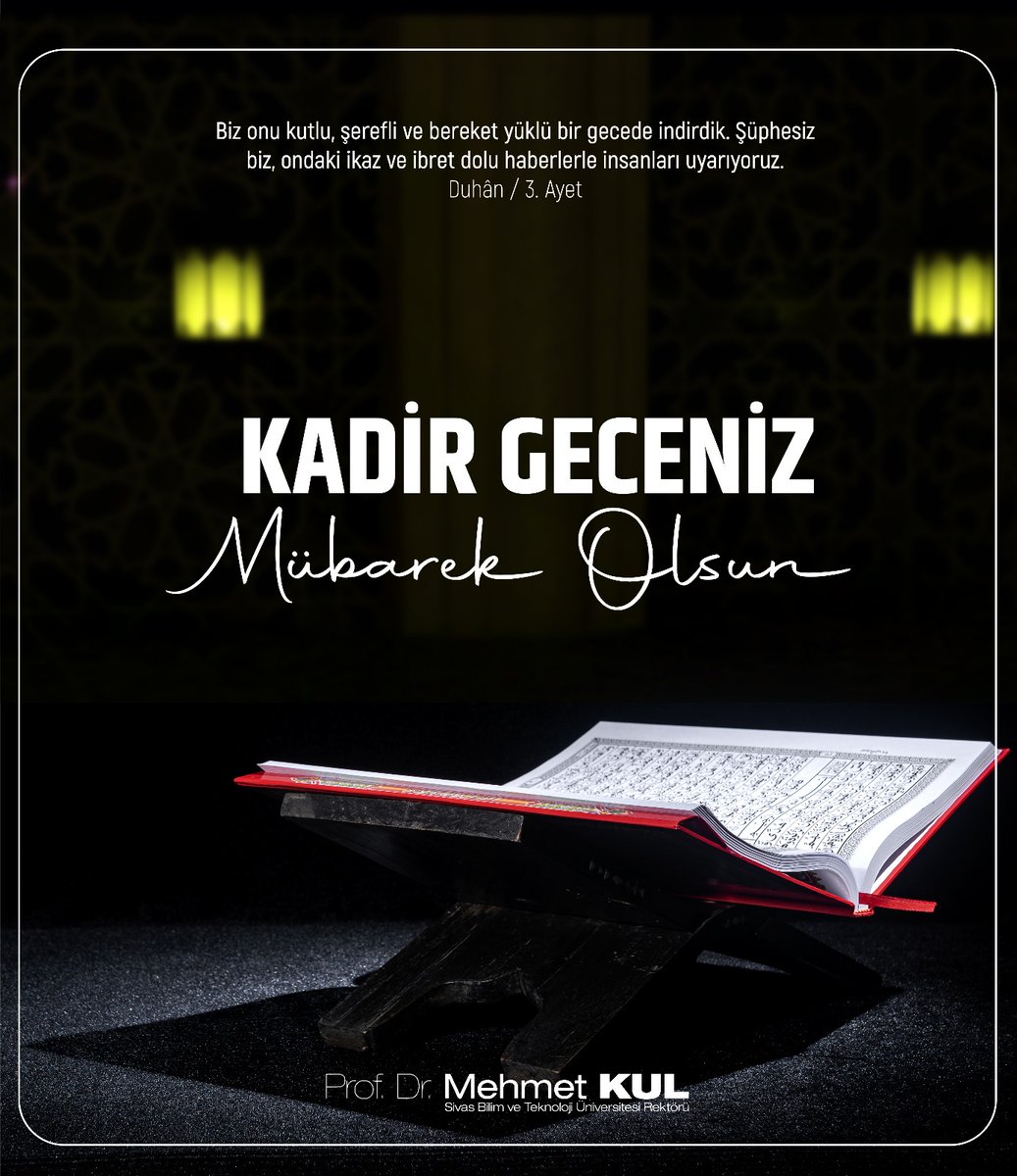ProfMehmetKul's tweet photo. 🌙Rahmet ve mağfiret ayı olan mübarek Ramazan ayının sonuna geldiğimiz şu günlerde, bin aydan daha hayırlı olduğu bildirilen Kadir Gecesi'ne ulaşmanın sevinç ve mutluluğunu yaşıyoruz.

Milletimizin ve tüm İslam âleminin Kadir Gecesi mübarek olsun. https://t.co/7xL6mAE6FN