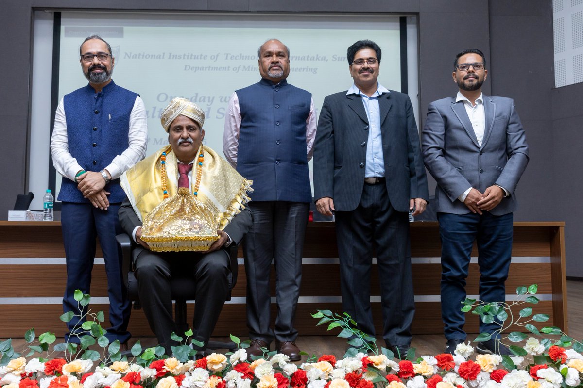 miningnitk's tweet photo. The Dept of Mining Engg, had the privilege of felicitating Shri P. M. Prasad, CMD, Coal India Ltd, for his outstanding contributions to the coal mining industry. This special recognition took place during the One-Day Workshop on Health and Safety in Mines (HSM2025) https://t.co/4de3EO8Kf8