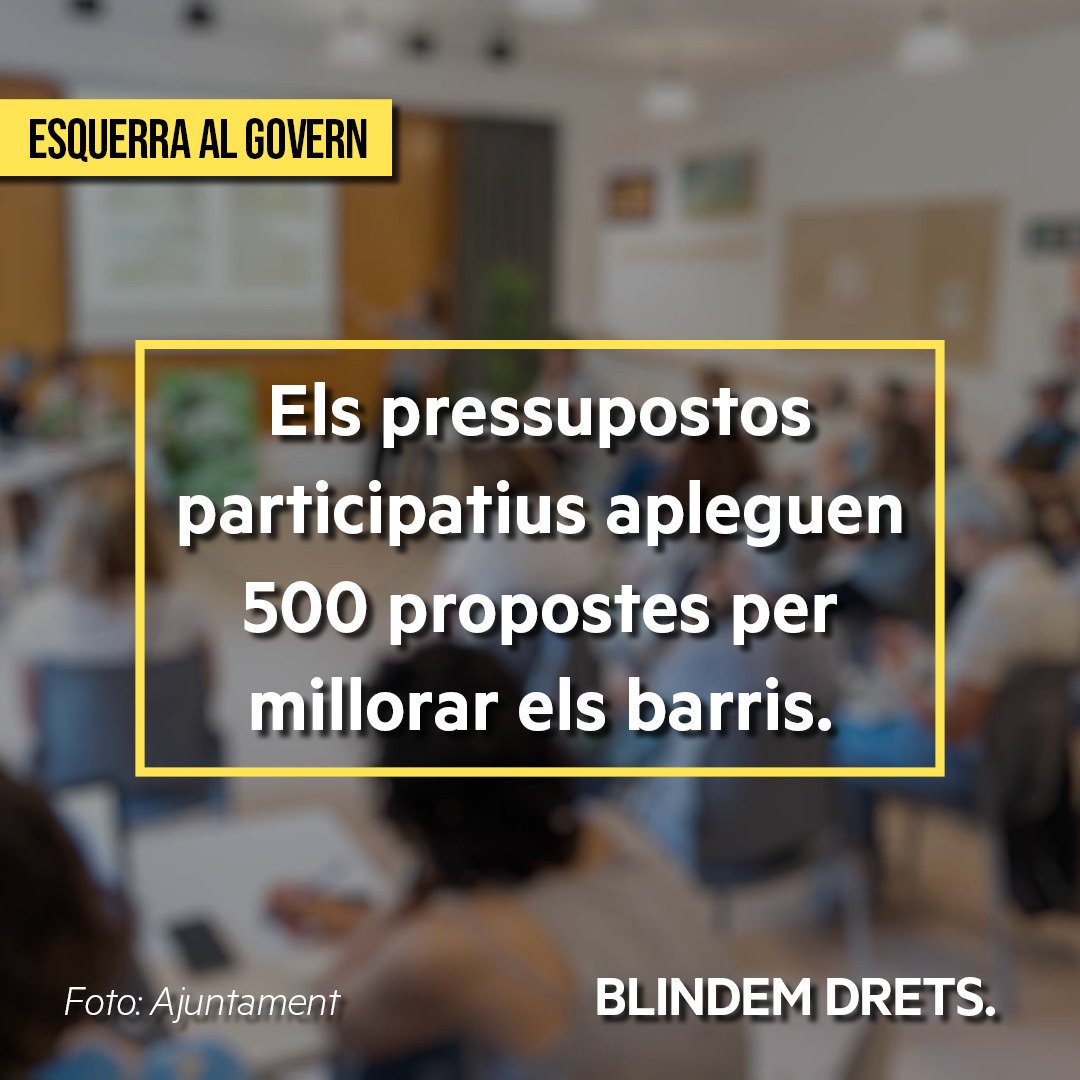 ercsantcugat's tweet photo. @bernatpicornell @EstherMadrona @fraduchaltet @GemmaAristoy @osanfrancesc @ocistero Els pressuposts participatius tanquen la fase de recollida de propostes amb prop de 500, 70 més que en la darrera edició. Enguany, s'han fet sessions especials dels Consells de Barri per recopilar idees #SantCugat #BlindemDrets #EsquerraAlGovern @fraduchaltet https://t.co/ScZekZFJLc