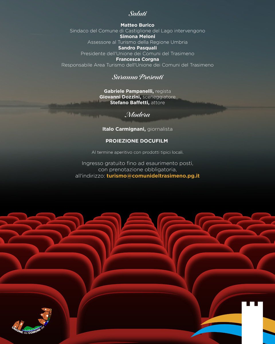 📆Giovedi 3 aprile 2025 ore 18:00
📍Teatro Cinema Caporali - Castiglione del Lago

✨Proiezione in anteprima della versione integrale del docufilm ‘Racconti del Trasimeno-cinque storie da una terra di mezzo’.