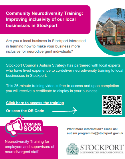 Would you like to discover ways to make your business more inclusive for neurodivergent individuals?

Stockport Council is offering free neurodiversity training to local businesses:

orlo.uk/vBhhI