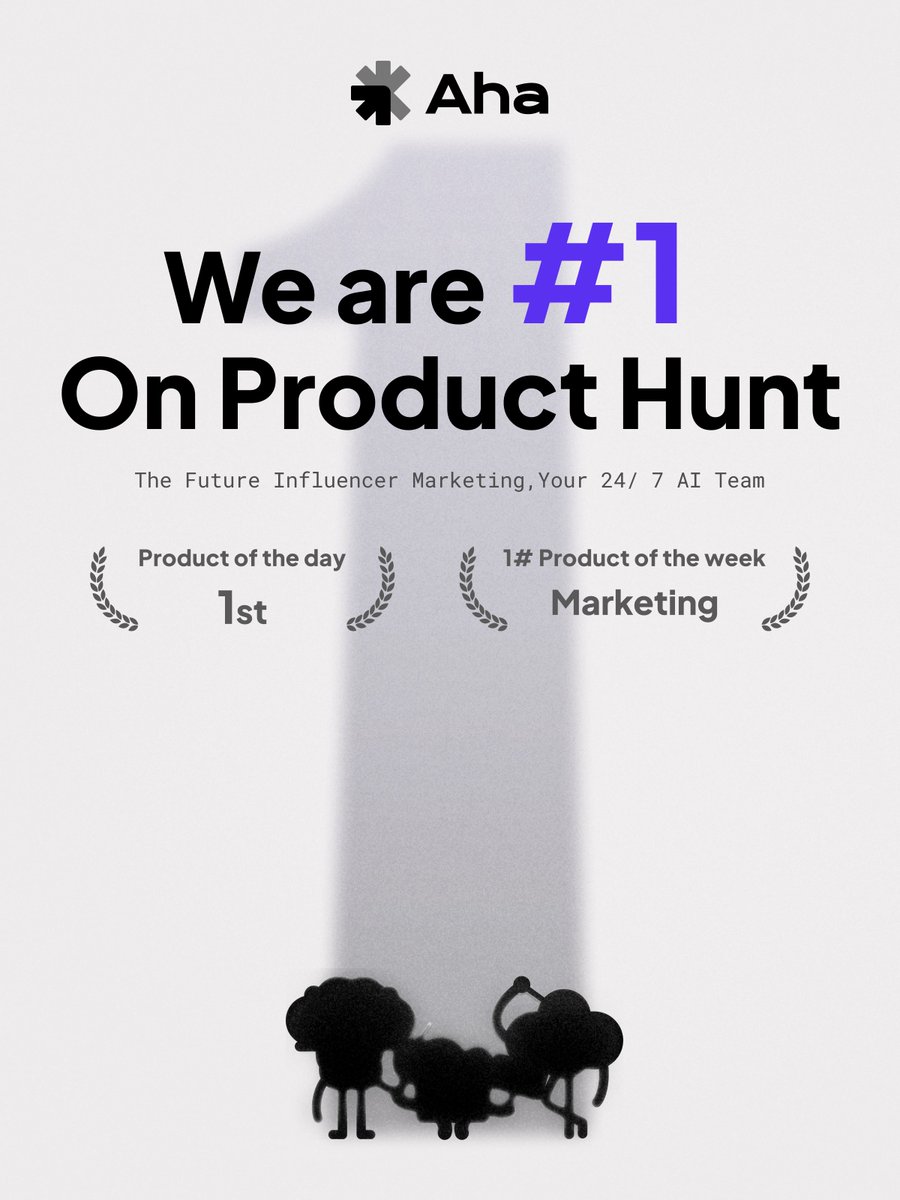 Aha (@aha_global) on Twitter photo 🥇#1 Product of the Week in Marketing — thanks <a href="/ProductHunt/">Product Hunt 😸</a>
Your 24/7 AI agent for influencer marketing is here.
Appreciate all the support — this is only the start.
#ProductHunt #InfluencerMarketing #AiAgent #MarketingTech #LaunchDay #FutureOfMarketing 🥇#1 Product of the Week in Marketing — thanks <a href="/ProductHunt/">Product Hunt 😸</a>
Your 24/7 AI agent for influencer marketing is here.
Appreciate all the support — this is only the start.
#ProductHunt #InfluencerMarketing #AiAgent #MarketingTech #LaunchDay #FutureOfMarketing