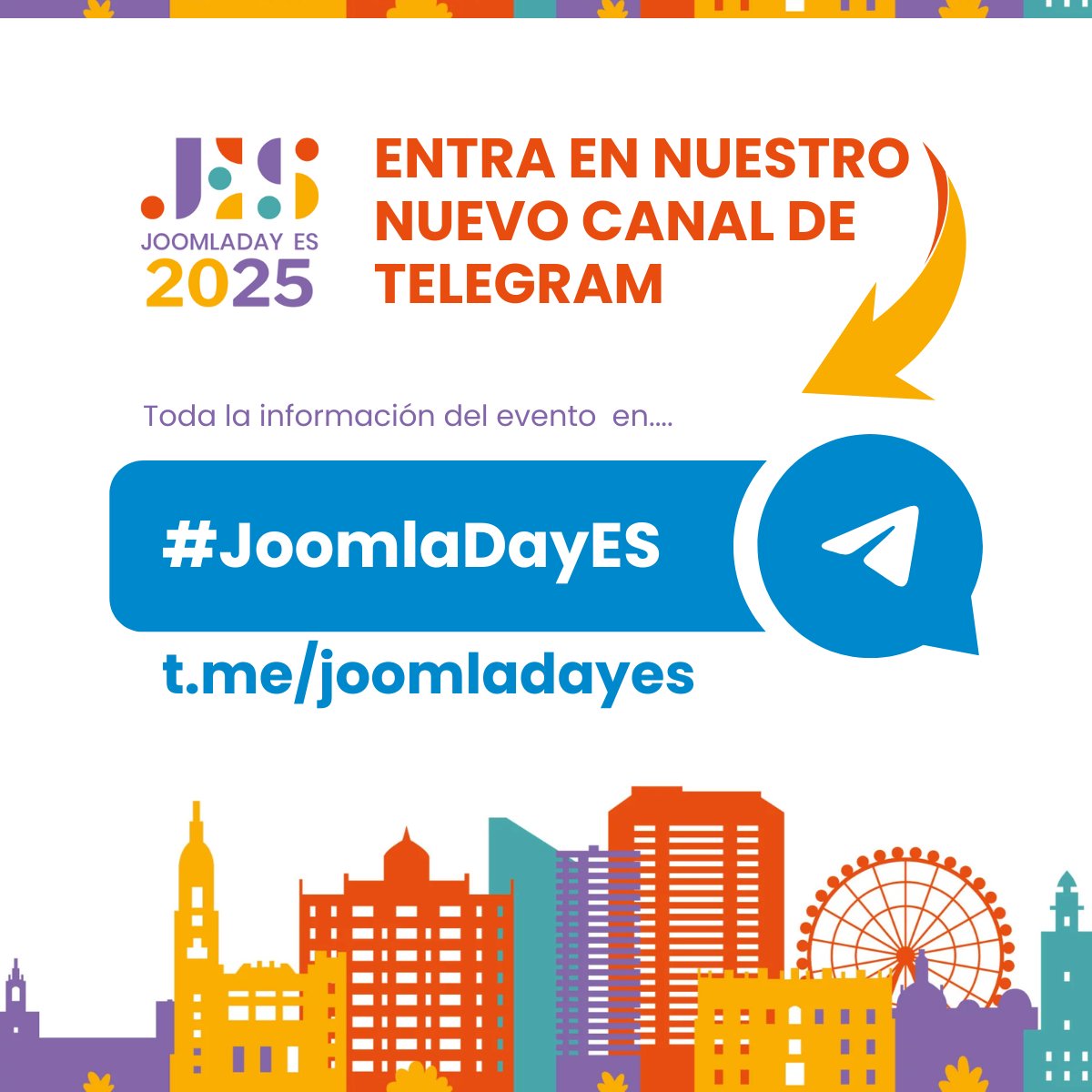 🔔 ¡Canal de Telegram oficial de JoomlaDay ES 2025 activo!
📌 Únete para recibir:
✨ Novedades exclusivas del evento.
✨ Tips para aprovechar al máximo tu experiencia.
🔗 jday.joomlaes.org/blog/se-el-pri…
#Joomla #TechEvents #Telegram #joomladayes