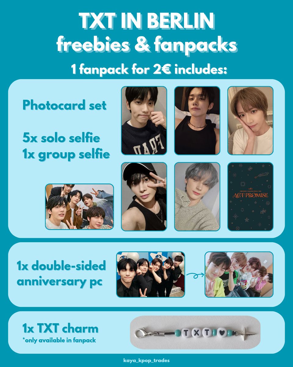 kajarac's tweet photo. Hii! I prepared freebies and fanpacks for the TXT in Berlin concert tomorrow! 🩵

For more info please check the Instagram post. 

I'll update the time and place in my insta stories. 🫶

https://t.co/h11jLx51l0 https://t.co/EYiJArvgtI