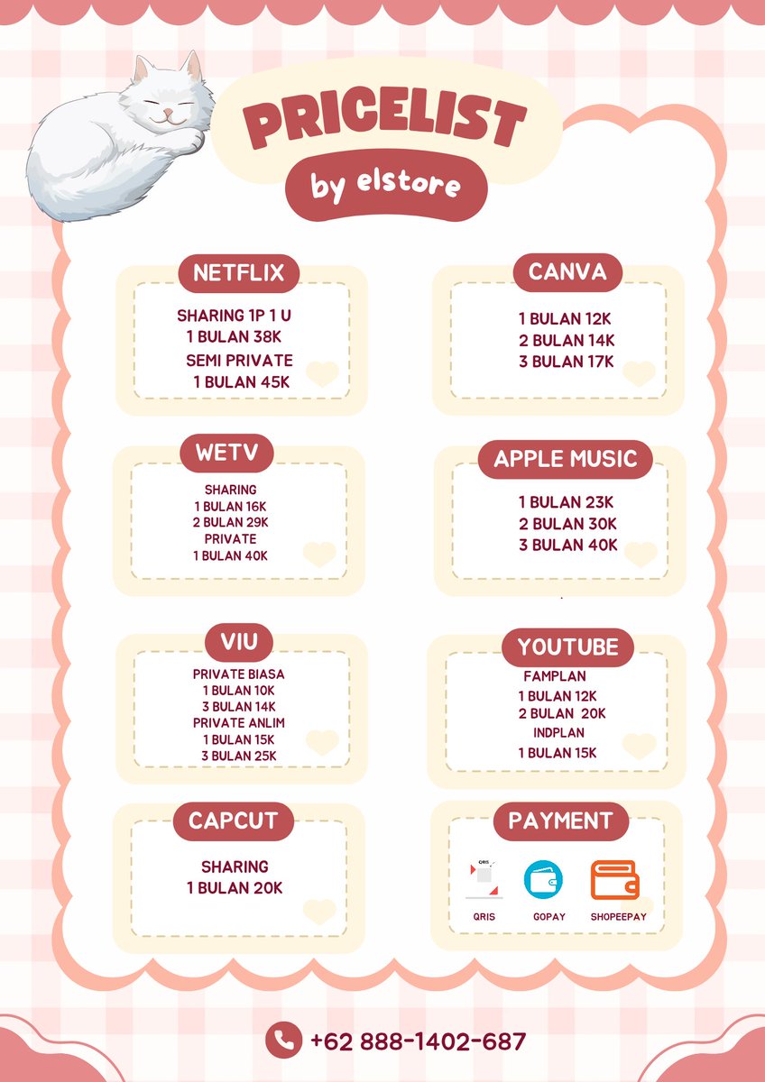haii cari aplikasi premium yang legal n trusted aku jual nih ada netflix, viu, wetv, canva, apple music dll. 🤩

💸 gopay shopeepay qris
💌order? wa wa.me/+62888-1402-687
(fastrespon wa)

t. jual netflix viu iqiyi wetv disney hotstar canva apple music youtube
#zonauang