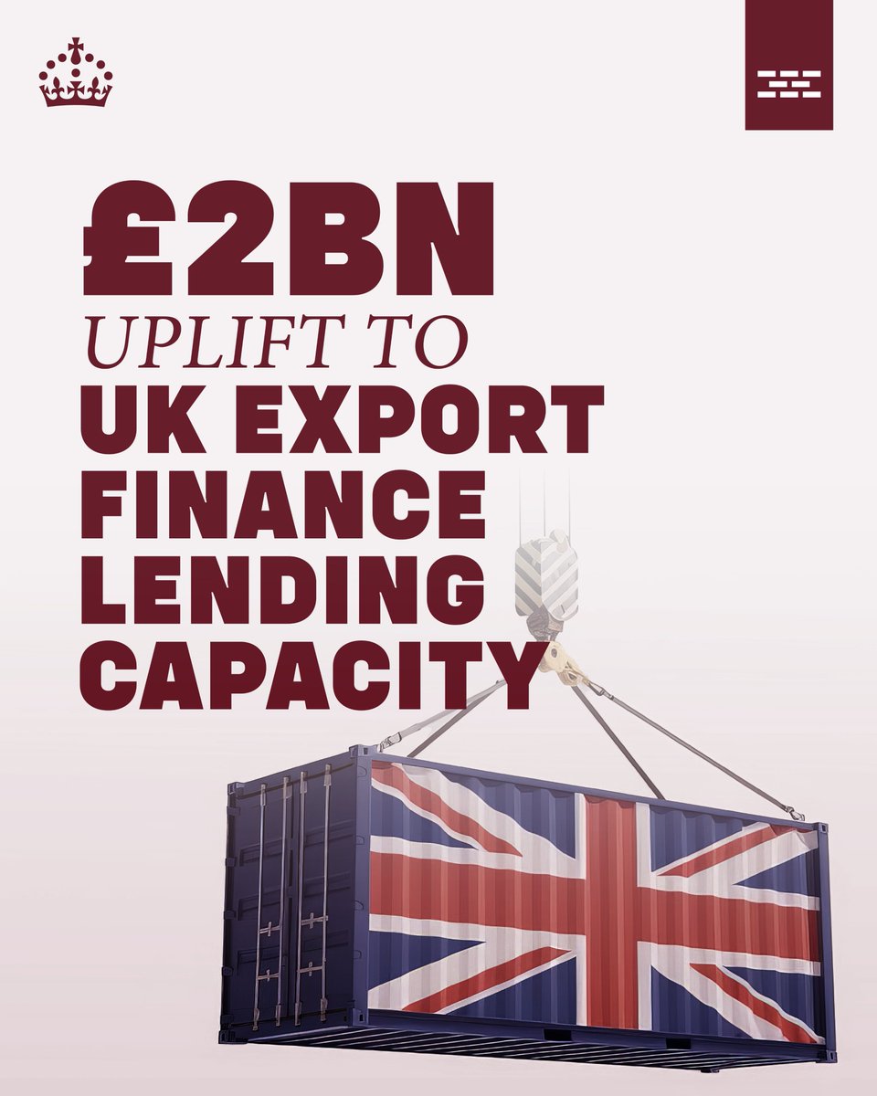 HM Treasury (@hmtreasury) on Twitter photo The world is changing and the UK must adapt.
That is why we have announced a £2bn increase to <a href="/UKEF/">UK Export Finance</a>'s lending capacity, boosting growth and securing jobs for the defence sector, while unlocking opportunities for UK exporters to expand sales and increase their competitiveness. The world is changing and the UK must adapt.
That is why we have announced a £2bn increase to <a href="/UKEF/">UK Export Finance</a>'s lending capacity, boosting growth and securing jobs for the defence sector, while unlocking opportunities for UK exporters to expand sales and increase their competitiveness.