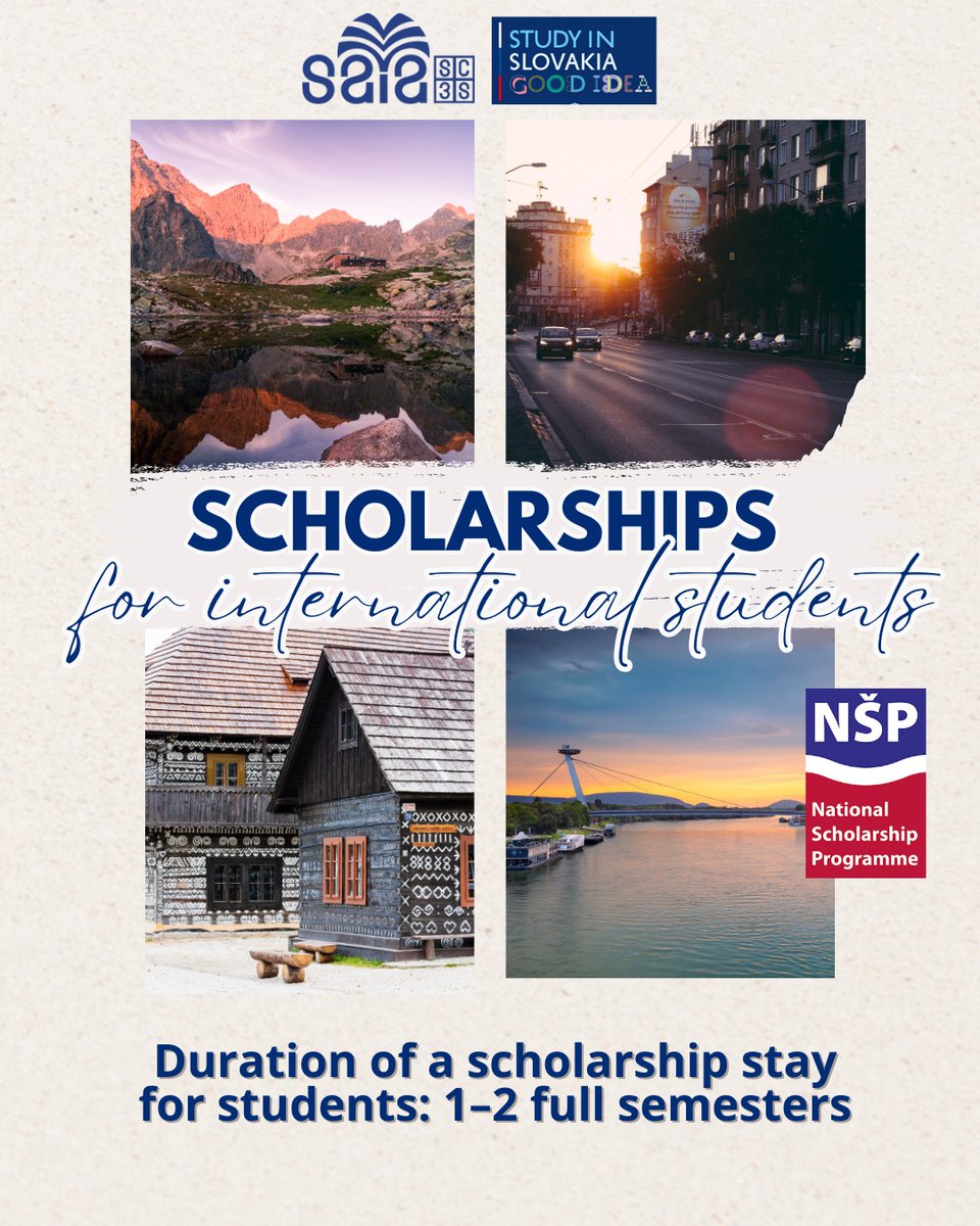 Interested in studying, researching or teaching in Slovakia? 🎓 This could be the perfect opportunity for you!

📅 The deadline for applications is 30 April, 16:00 CET.

More info: scholarships.sk/en/main/progra…