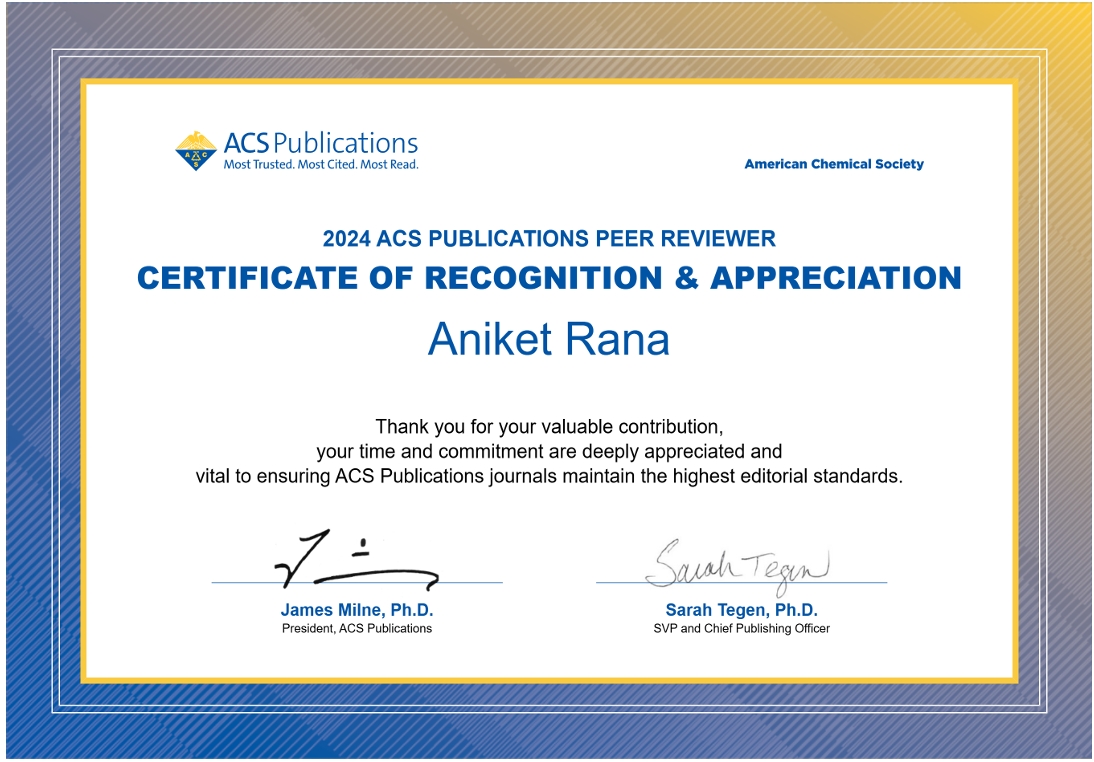 Thank you, ACS, for the recognition.  
<a href="/ACSPublications/">ACS Publications</a>