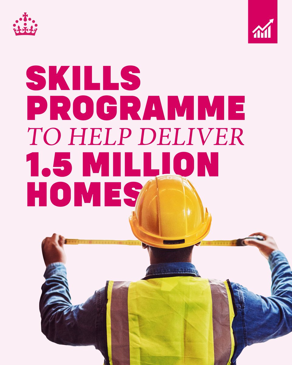 We are going further and faster to deliver growth.

That's why we’ve launched plans to train up to 60,000 more construction workers by 2029, tackling skills shortages and paving the way to deliver 1.5 million homes by the end of this Parliament.