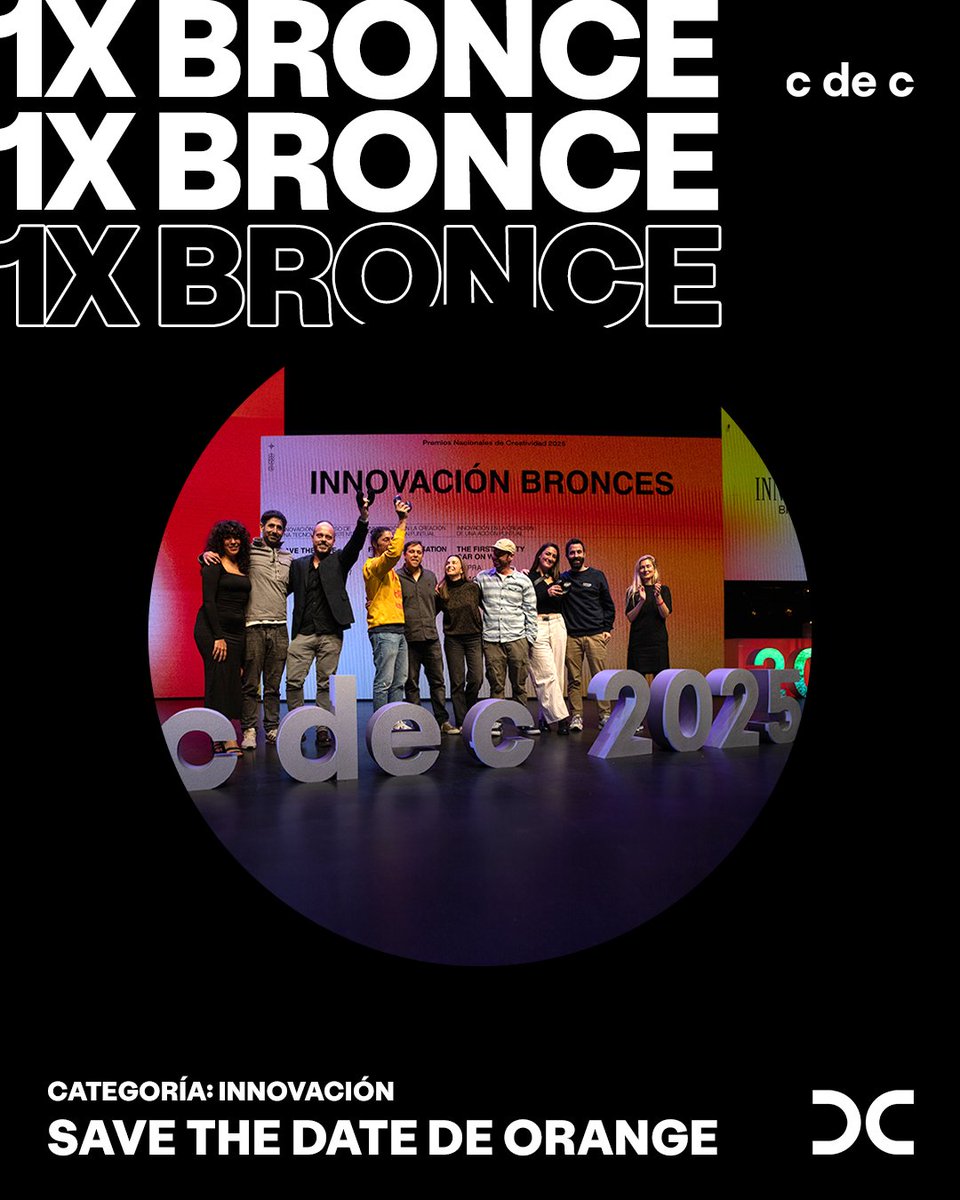 Dentsu Creative Spain (@dentsucrtves) on Twitter photo 📷 ¡El bronce es nuestro! 🎉
Nuestra campaña "Save the Date", creada para <a href="/orange_es/">Orange España</a> , consigue el bronce en la categoría de Innovación de los Premios Nacionales de Creatividad 2025, de <a href="/cdec_es/">Club de Creatividad</a> 🚀✨
¡Gracias a todos los que lo hicieron posible!🙌💡
#PremiosCdeC #DiaC2025 📷 ¡El bronce es nuestro! 🎉
Nuestra campaña "Save the Date", creada para <a href="/orange_es/">Orange España</a> , consigue el bronce en la categoría de Innovación de los Premios Nacionales de Creatividad 2025, de <a href="/cdec_es/">Club de Creatividad</a> 🚀✨
¡Gracias a todos los que lo hicieron posible!🙌💡
#PremiosCdeC #DiaC2025