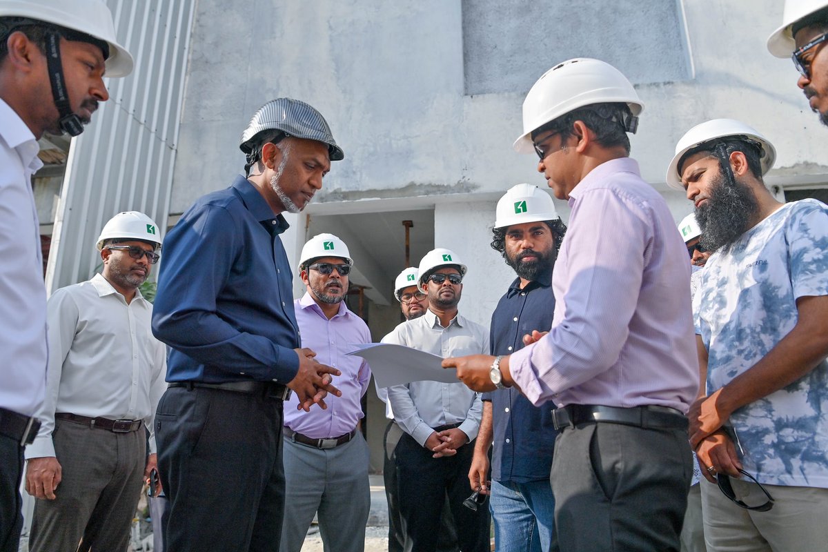 The President's Office (@presidencymv) on Twitter photo President Dr <a href="/MMuizzu/">Dr Mohamed Muizzu</a> visits Hulhumalé to inspect the progress of the new premises for the Criminal Court and Drug Court. During his visit, he toured the facilities, reviewed the ongoing construction and development work, and engaged with relevant officials to gain insights into President Dr <a href="/MMuizzu/">Dr Mohamed Muizzu</a> visits Hulhumalé to inspect the progress of the new premises for the Criminal Court and Drug Court. During his visit, he toured the facilities, reviewed the ongoing construction and development work, and engaged with relevant officials to gain insights into