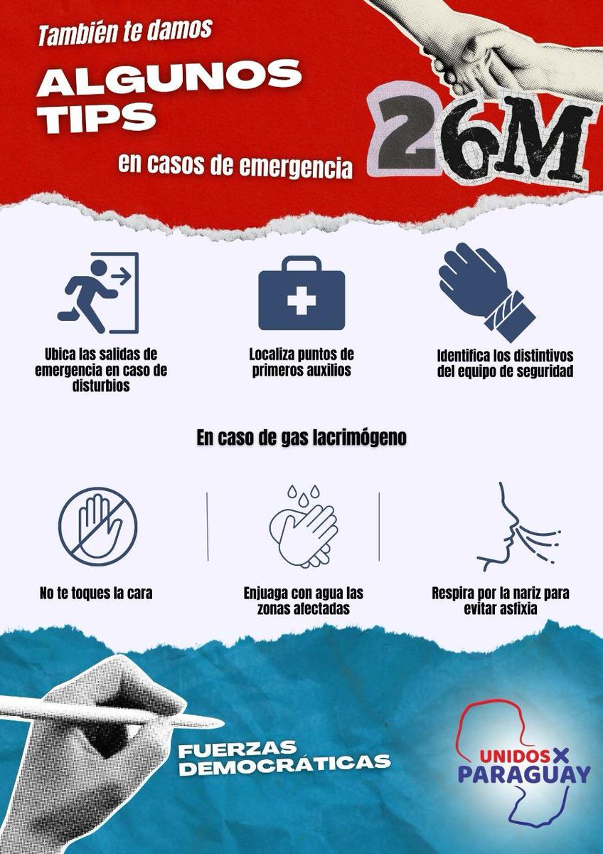 KattyaGonzalez9's tweet photo. Nos vemos 🇵🇾 Unidos x Paraguay 🇵🇾 

Hoy a partir de las 18:30 🕕 en la Plaza Uruguaya

Nuestra manifestación es pacífica. 

Nuestras voces gritan la verdad de un pueblo harto de este narco gobierno cartista que atrasa, humilla y roba a la gente trabajadora. 

Te compartimos tips https://t.co/HnX7iyTGUy