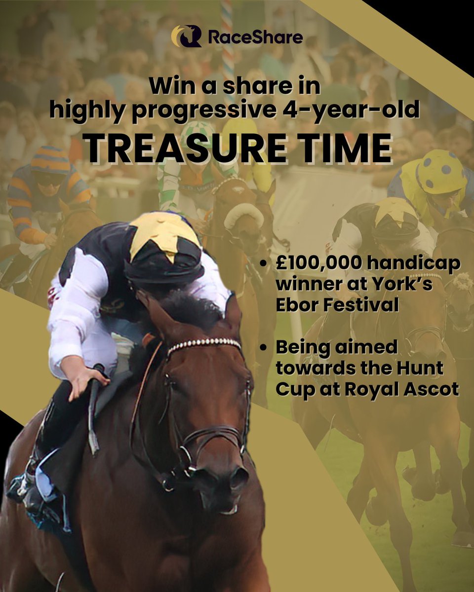 📣 To celebrate the turf season kicking off we are giving away a share in TREASURE TIME!

Have you always dreamt of having a Royal Ascot runner? Then follow these simple steps for your chance to be part of the action: 

FOLLOW <a href="/RaceShare/">RaceShare</a>
LIKE &amp; RETWEET this post

Competition