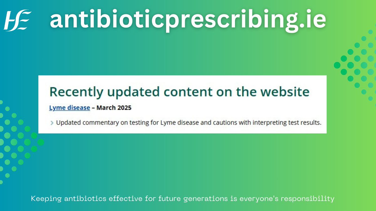 Antibiotic Prescribing (@antibioticpresc) on Twitter photo New updates on Lyme disease page added to AntibioticPrescribing.ie  Visit our What's New page for a link to this page and for all our updates bit.ly/3qwE3dN New updates on Lyme disease page added to AntibioticPrescribing.ie  Visit our What's New page for a link to this page and for all our updates bit.ly/3qwE3dN