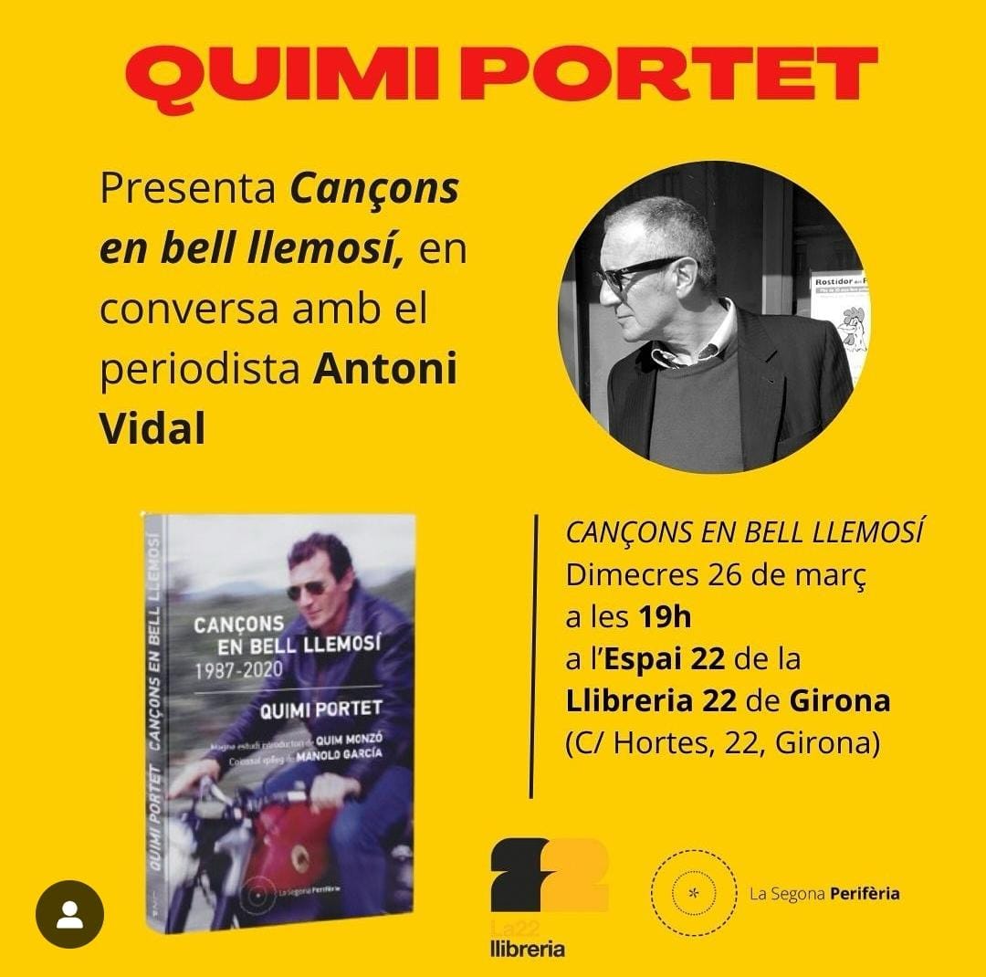 avidalribera's tweet photo. 🦆 És avui! Presentem el llibre de l'estimat Quimi Portet a Girona. Tothom hi és convidat! @SegonaPeriferia https://t.co/3vOeFEJQ0Y