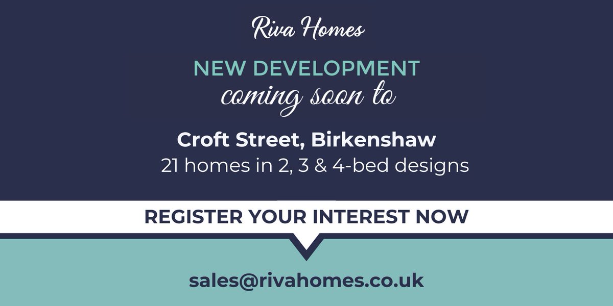 Due to demand, we've opened our registered interest list for our exciting upcoming development in Birkenshaw! 
Email us at sales@rivahomes.co.uk to be the first to hear updates on these 2, 3 &amp; 4-bed new homes coming soon.
#NewHome #NewBuild #Birkenshaw #Yorkshire