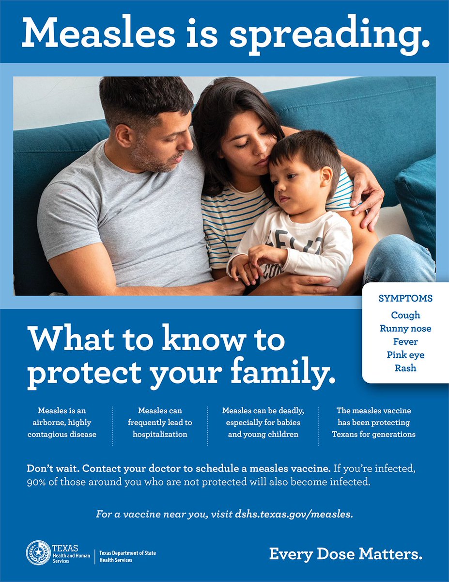 TxSSC (@txschoolsafety) on Twitter photo The <a href="/TexasDSHS/">Texas DSHS</a> has developed a communications toolkit to help school districts educate parents about the signs and symptoms of measles and how to protect their families.
Visit the Toolkit โก๏ธow.ly/k5bb50VoBux
Find More Resources โก๏ธow.ly/o9JT50VoBuB The <a href="/TexasDSHS/">Texas DSHS</a> has developed a communications toolkit to help school districts educate parents about the signs and symptoms of measles and how to protect their families.
Visit the Toolkit โก๏ธow.ly/k5bb50VoBux
Find More Resources โก๏ธow.ly/o9JT50VoBuB