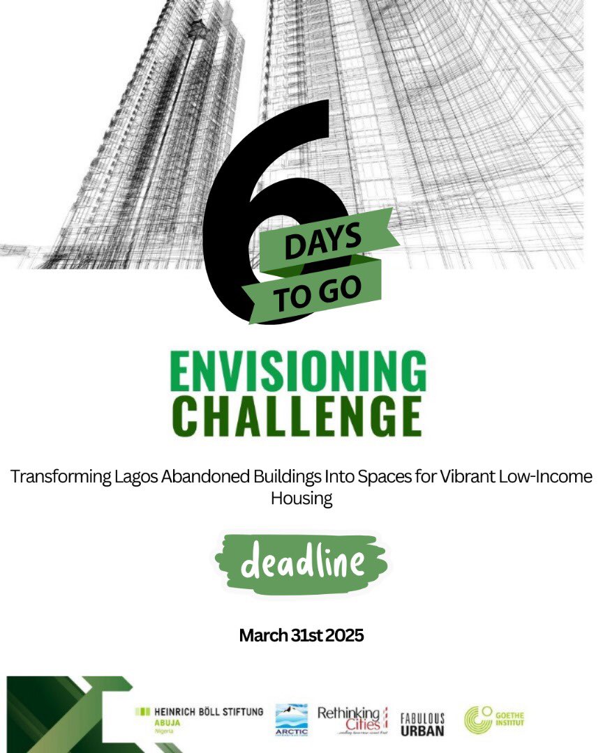 The Envisioning Challenge is closing soon! Submission of proposals ends March 31st 2025. 

Don’t miss out on the opportunity to make a real impact! Submit your proposal now. 

Click the link to submit: ng.boell.org/en/2025/02/14/… 

#EnvisioningChallenge #AffordableHousing
