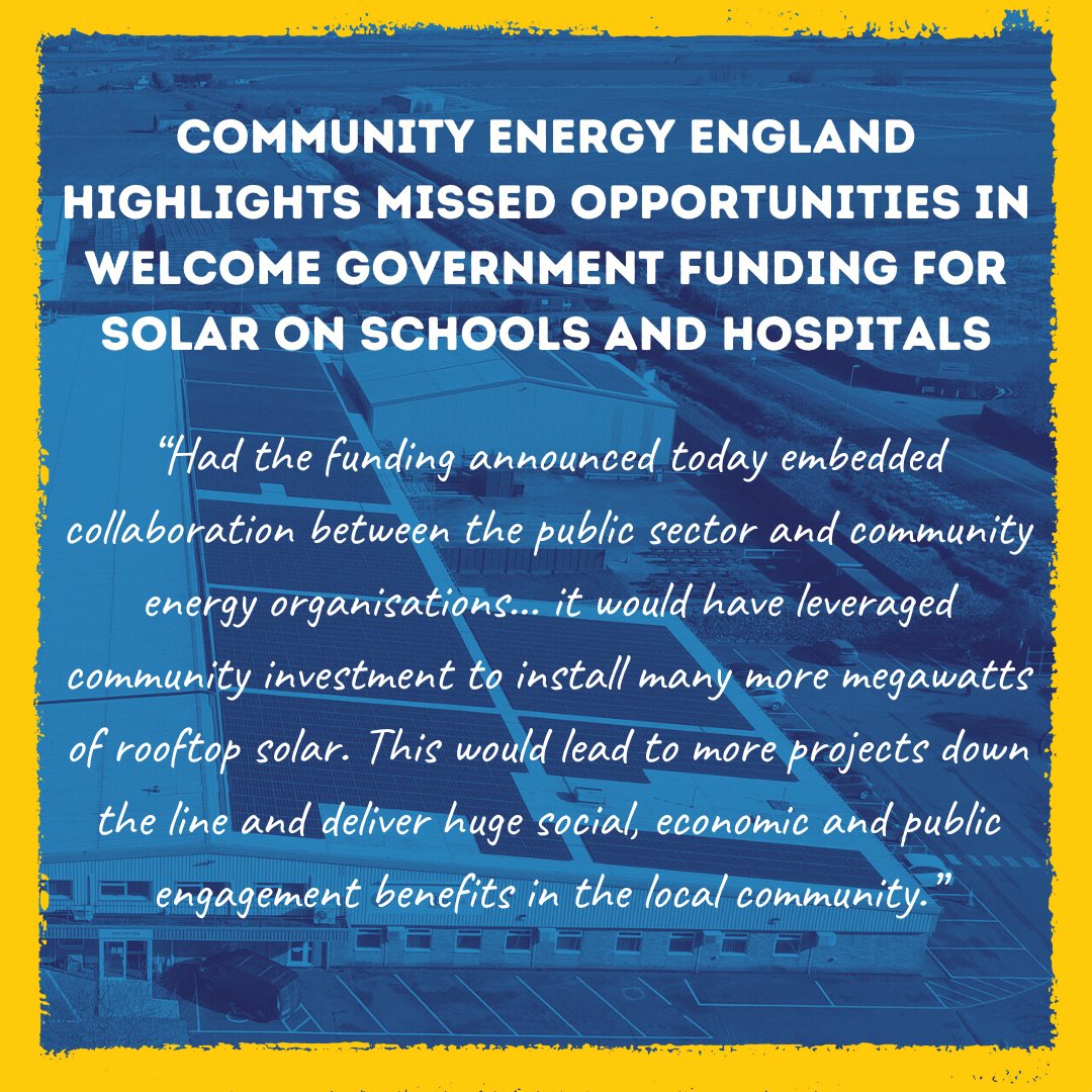 BigSolarCoop (@bigsolarcoop) on Twitter photo We back <a href="/Comm1nrg/">Community Energy England</a>'s call for smarter investment in community-led renewables. Government solar funding is good - but community groups deliver faster, lasting impact.
We'll keep delivering while we wait for the penny to drop with government 💪🌞
communityenergyengland.org/news/community… We back <a href="/Comm1nrg/">Community Energy England</a>'s call for smarter investment in community-led renewables. Government solar funding is good - but community groups deliver faster, lasting impact.
We'll keep delivering while we wait for the penny to drop with government 💪🌞
communityenergyengland.org/news/community…