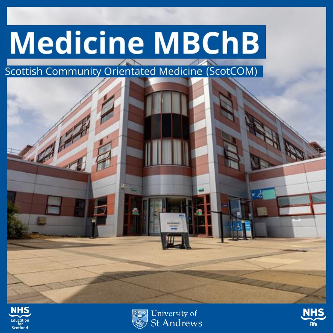 🩺Calling all future doctors!  

The 5-year St Andrews #MBChB (ScotCOM) fosters a holistic understanding of patient-centred care through rotations in community hospitals, urgent care settings and GP practices.

✍️Join us online on 2 April to learn more: ow.ly/GTNA50VoLIA