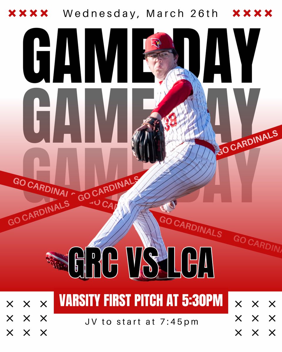 GRCcardsBSB's tweet image. ‼️ITS GAME DAY‼️

🆚 LCA
📍Winchester, KY
⏰ 5:30pm - JV at 7:45

Show up to support your GRC Baseball Cardinals! 

#GRC #GRCBaseball #nostopping #gameday