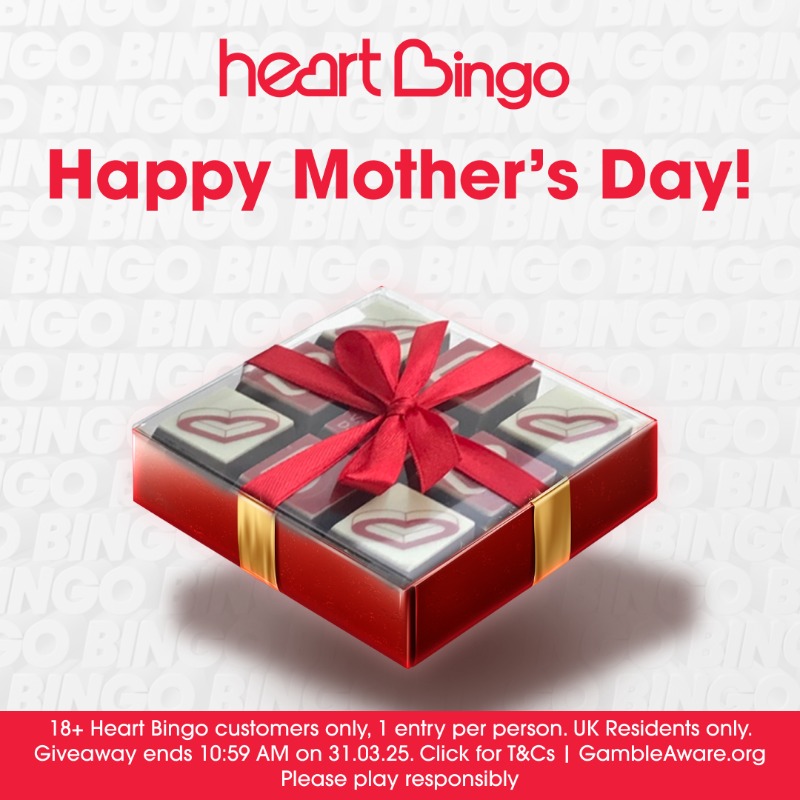 HeartBingo's tweet photo. Happy Mother's Day to all of our beautiful Hearties ❤ To celebrate we have 25 x delicious chocolates to give away. 🍫 Here's how:

1. Like, share &amp; tag the special lady in your life... simple 👍
2. All winners picked on 31st March. Good luck! 

#giveaway #win #competition