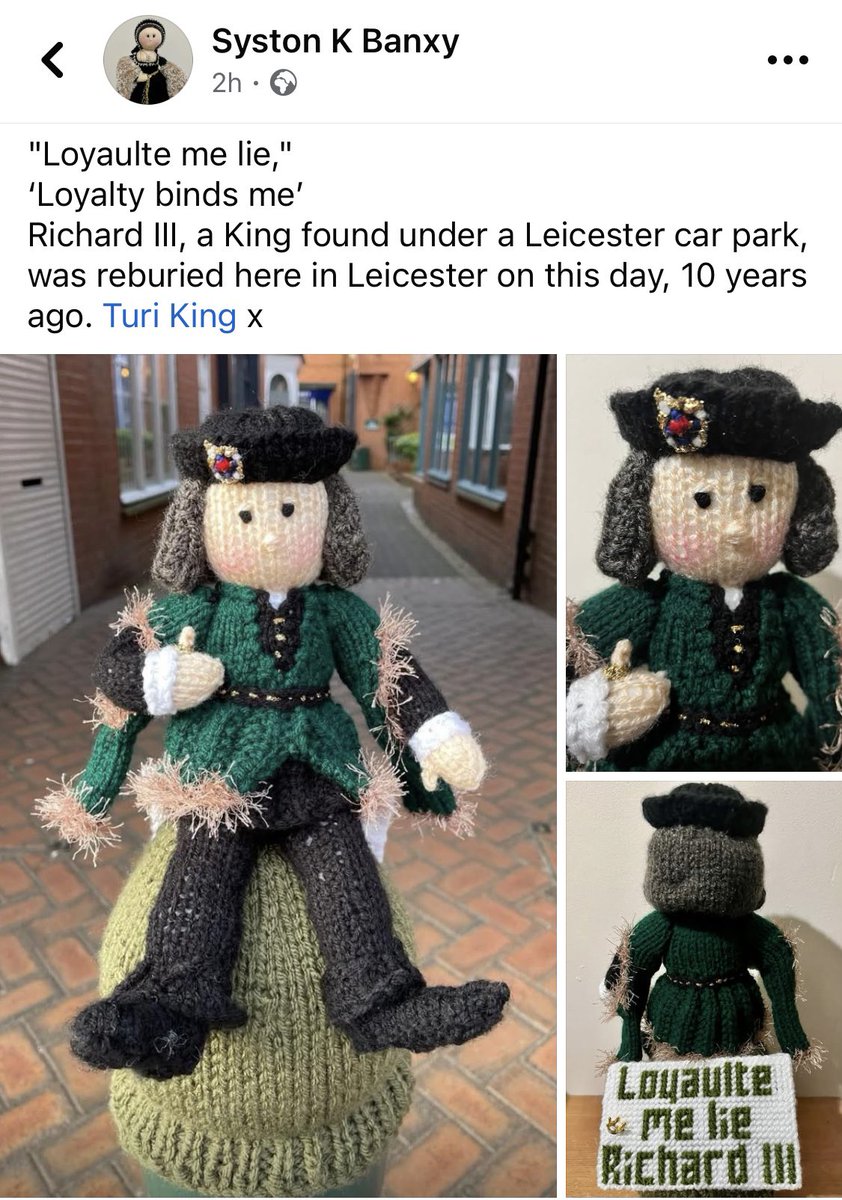 Prof.Turi King (@turi__king) on Twitter photo Looooook at this! It’s <a href="/richard_third/">Richard III</a> by Syston Knitting Banxy! Obviously like to think that he would have been so chuffed to see himself in knitted form! 🤩 Looooook at this! It’s <a href="/richard_third/">Richard III</a> by Syston Knitting Banxy! Obviously like to think that he would have been so chuffed to see himself in knitted form! 🤩