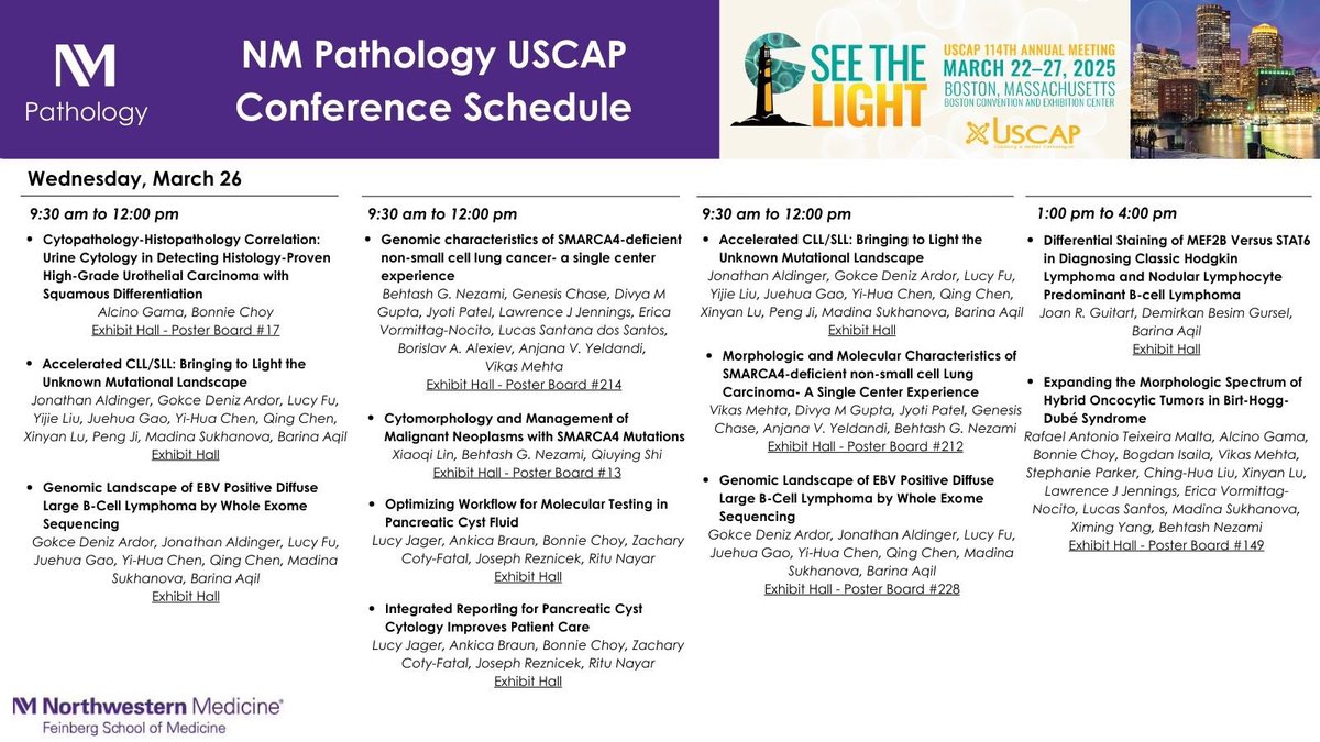 Wednesday’s schedule⬇️ 
Make sure to check out everyone’s posters today! #USCAP2025