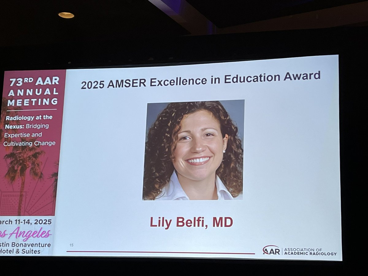 LilyBelfi's tweet image. So incredibly honored to be the recipient of the 2025 AMSER Excellence in Education Award and grateful for an amazing #AAR25. Wonderful connecting with so many mentors, colleagues, and friends. My ❤️ is full! @AMSERRads @aaradiol
