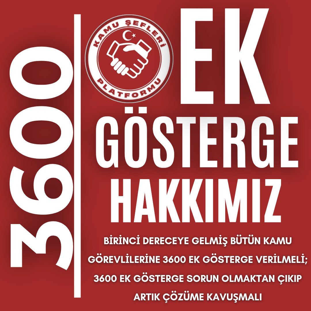 📝Seçim öncesi yasa tasarısı hazır dediniz
🕛Seçimden sonra dediniz
✂️Meclis açılınca dediniz
🗃️Şimdi çalışma yapılacak dediniz
👔 Birinci Dereceye 3600 Ek Gösterge verilmeli adalet sağlanmalıdır.
#KamuŞefleri
<a href="/RTErdogan/">Recep Tayyip Erdoğan</a> <a href="/_cevdetyilmaz/">Cevdet Yılmaz</a> <a href="/isikhanvedat/">Prof. Dr. Vedat Işıkhan</a> <a href="/avabdullahguler/">Abdullah Güler</a> <a href="/_aliyalcin_/">Ali YALÇIN</a>