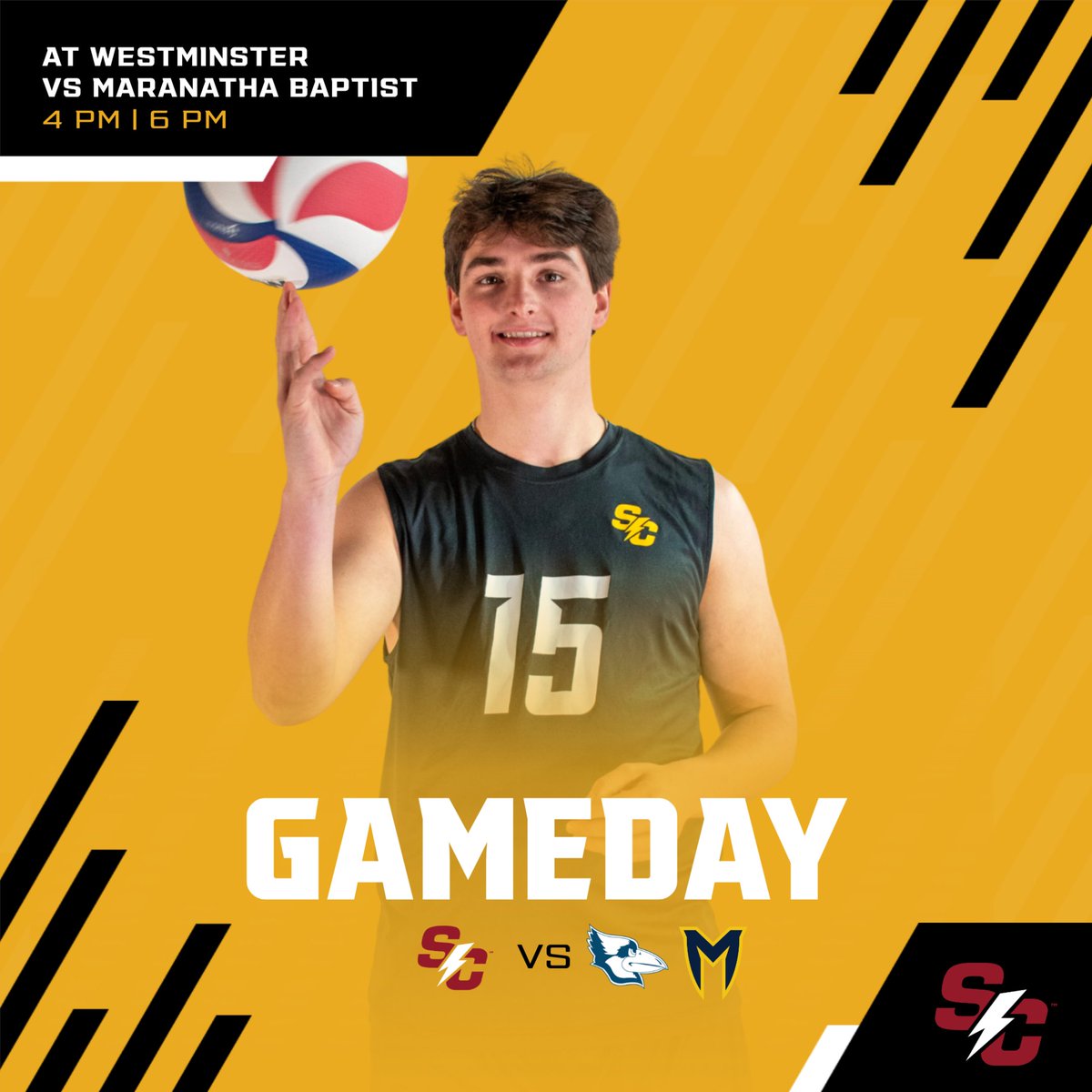 We've got a double feature for you all today in Missouri! 

🆚 Westminster (Mo.)
🕔 4 p.m.
🆚 Maranatha Baptist
🕕 6 p.m.
📍 Fulton, Mo.
📊/🖥️ linktr.ee/simpsonmvolley…

#d3vb
